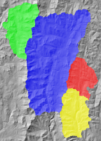 Downslope flowpath length watersheds