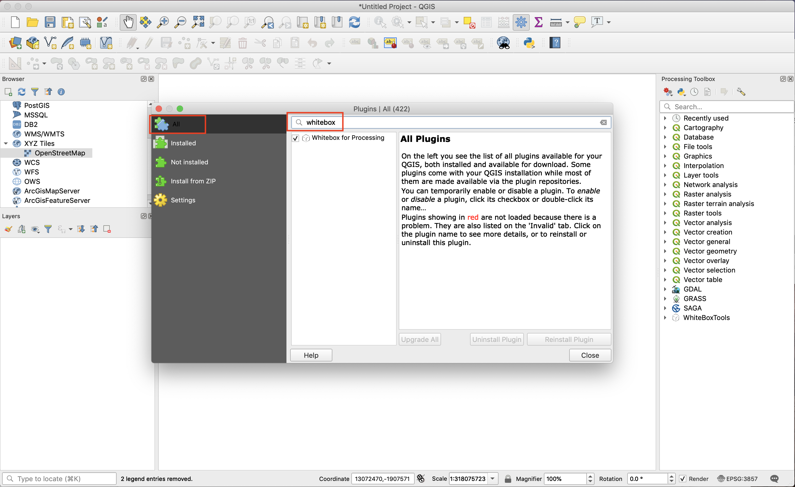 The WhiteboxTools QGIS plugin toolbox installation